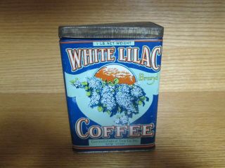 Vintage Antique WHITE LILAC COFFEE Tin by Consolidated Tea Co.  Inc.  York 3