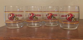 Vintage Nfl Washington Redskins Drinking Glasses Set Of Four 80 