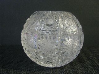 Vintage Bohemian Czech Hand Cut Crystal Glass Vase Queen Lace Pattern