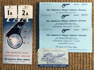 Vintage 1950s Pan Am World Airways System Tickets & Memorabilia