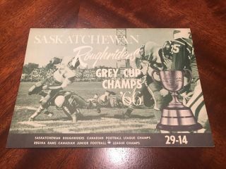 1967 Saskatchewan Roughriders Calendar Featuring The 1966 Grey Cup Champions