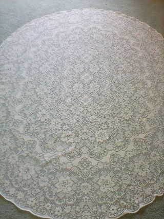 Lovely Vintage Ivory Lace Tablecloth.  84 " X 67 " Oval