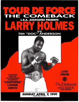 Larry Holmes Vs Tim " Doc " Anderson Vintage On Site Boxing Program