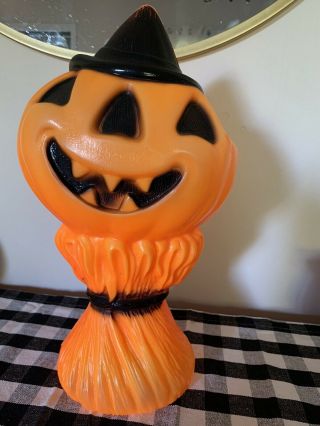 Vintage 1969 Empire Plastic Jack O Lantern 14 " Halloween Blow Mold Pumpkin