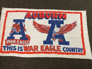 Auburn Tigers 24” X 42” Area Rug Or Wall Hanging Cotton Vintage 1980s