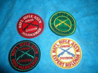 Vintage Nra National Rifle Association Junior Division Marksman Patches Set Of 4