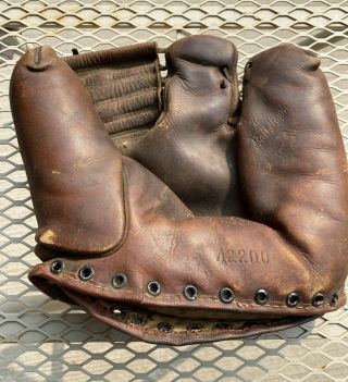 Vtg 1940s Wilson A2200 Professional 2 Fingers “the Ball Hawk 3” Baseball Glove