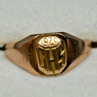 L274 Antique 10k Gold 1920 Quentin High School Lebanon Pa Class Ring 3.  9 Grams