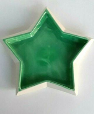 Vintage Red Wing Pottery 1164 Vase Green White Star Shaped Mid Century Euc