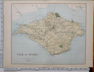 1889 COUNTY MAP ISLE OF WIGHT WEST COWED NEWPORT YARMOUTH RYDE 2