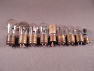 9 Brass Base Collectible Antique Radio Amplifier Vacuum Tubes For Display