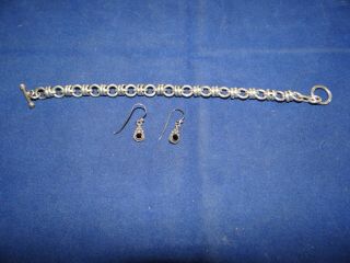 Vintage Sterling Silver Earrings,  Link Bracelet -