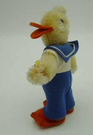Rare Vintage 50s Steiff Mohair Duck With Button And Tag