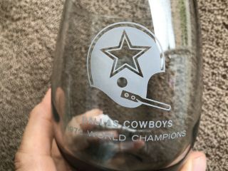 Set of 2 Vintage Dallas Cowboys 1972 World Champions Glasses Tumblers Grey 3