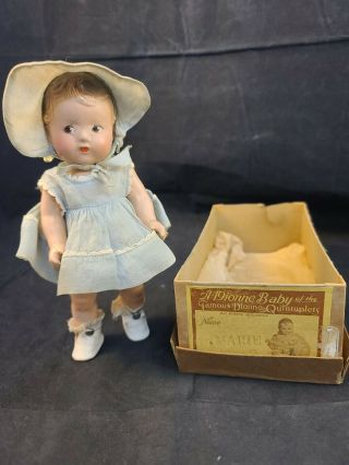 Vintage Madame Alexander Composition 7 1/2 " Marie Dionne Quintuplet Doll & Box