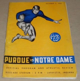 Vintage 1947 Purdue Vs Notre Dame Football Program