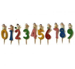Vintage 1950s Angel Numbers Birthday Cake Decorations Toppers Handmade 3 "