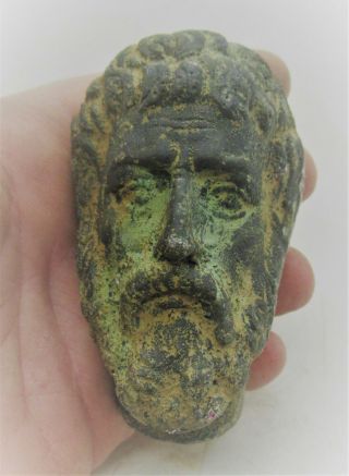 European Finds Ancient Roman Bronze Statue Fragment Head Of Biblical Male