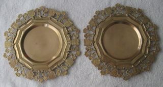 2 Vintage Coat Of Arms - Columbia - Brass Wall Decor - Plates