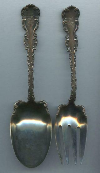 18 - 1900’s Whiting Sterling Silver Salad Set - Heavy Pair - Pat.  1891