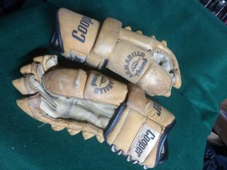 Vintage Cooper Tan Adult Hockey Gloves 17 Transition Leather And Nylon