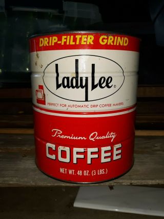 Vintage Lady Lee Drip Coffee Can Tin 48 Oz Advertising