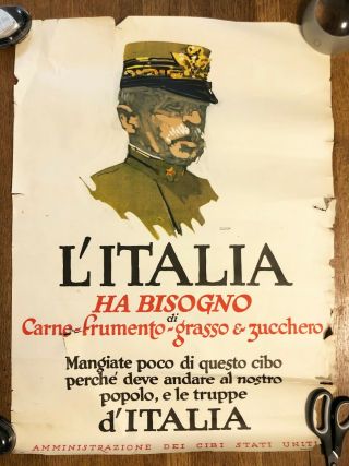 Vintage Wwi 1917 Italian Language United States War Propaganda Lithograph Poster