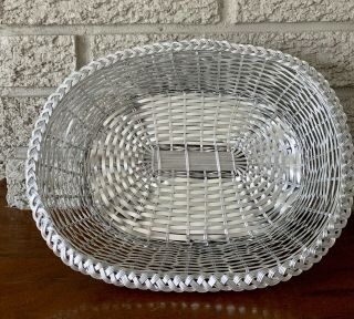 Vintage Silver Tone Woven Metal Wire Mesh Basket