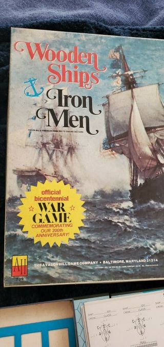 Vintage 1975 Avalon Hill Wooden Ships & Iron Men War Sail Board Game
