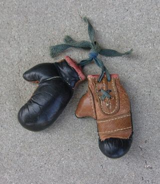 Vintage Antique Miniature Leather Boxing Gloves - Provenance