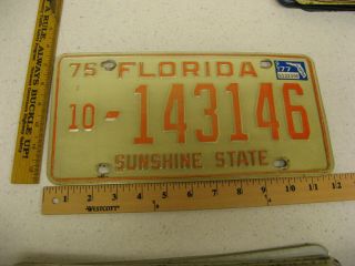 1975 1977 Florida Fl License Plate Tag 10 - 143146 Broward County Sunshine State