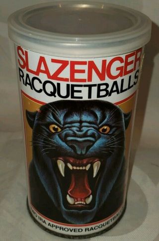 Vintage Black Panther Can Of 2 Balls,  Slazenger Racquetballs Decor Piece Puma