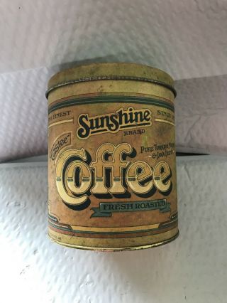 Vintage Sunshine Coffee Tin Canister 1979