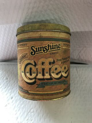 Vintage Sunshine Coffee Tin Canister 1979 2
