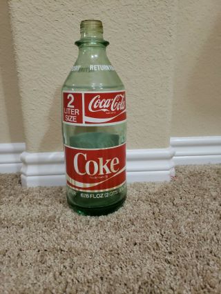 Vintage Coca - Cola 2 Liter Green Glass Bottle 67.  6 Fl Oz