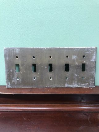 Antique Estate 5 Switch Light Brass Switch Cover Plate From State Hospital