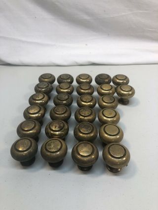 26 Vintage Solid Brass Cabinet Knobs Drawer Pulls - Round Ball Mushroom