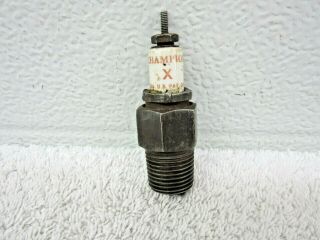 Antique Vintage Champion X Spark Plug 1/2 " Pipe Thread Collectible Dp