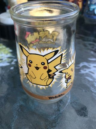 Vtg Pokemon Pikachu 25 Welchs Jelly Jar Glass Nintendo 1999