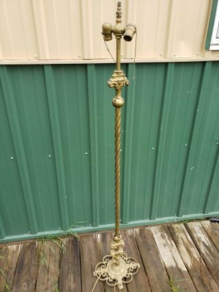 Antique Claw Footed Floor Lamp Bridge Vintage Cast Iron Brass Art Deco Estate