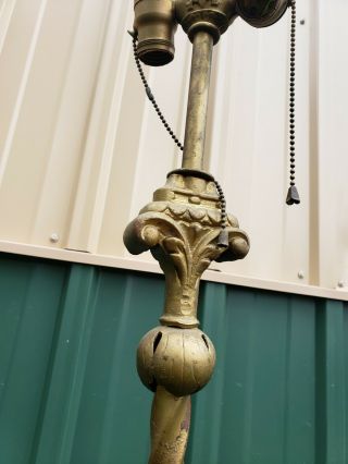 Antique Claw footed Floor Lamp Bridge Vintage Cast Iron Brass art Deco Estate 2