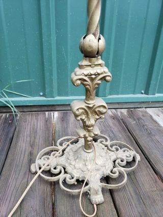 Antique Claw footed Floor Lamp Bridge Vintage Cast Iron Brass art Deco Estate 3