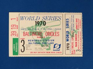 1970 World Series Ticket Stub Baltimore Orioles Game 3