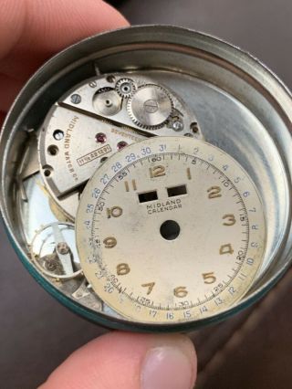 Vintage Midland Triple Date Calendar Watch Parts For Repair