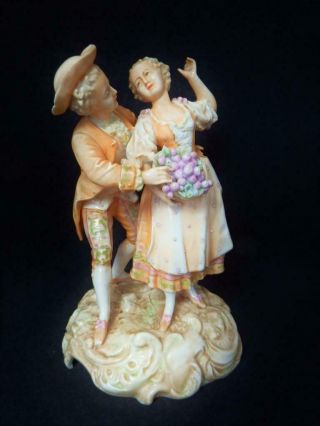 Antique Volkstedt Porcelain Germany Courting Couple Figurine 1880 