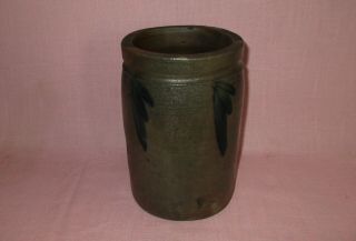 Antique 19th C Stoneware Decorated Small Pennsylvania Jar Crock Rj Grier 8 7/8 "