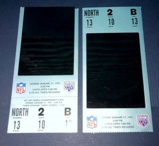 1991 Superbowl Xxv Giants & Bills First Year Hologram Ticket Stubs Pair Football