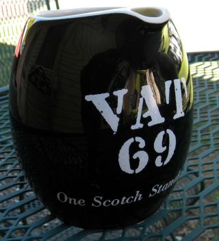 Mccoy Pottery - Vintage Vat 69 Scotch Whiskey Pitcher Jug Black & White