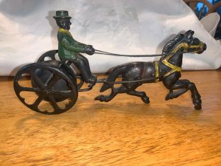 Watrous Antique Cast Iron Horse Drawn Bell Toy