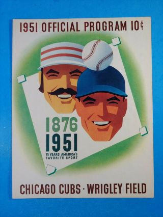 1951 Chicago Cubs Vs Pittsburgh Pirates Scorecard Program Wrigley